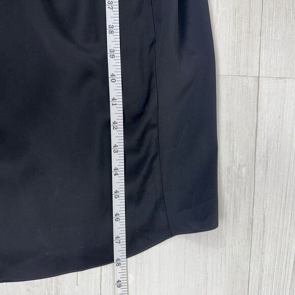 Theory Womens Black Satin Sheath Dress Size 8 Twist-Front Long-Sleeve V Neck - Picture 14 of 16